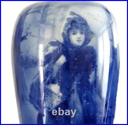 Lambeth Faience Vase Blue Children's Series Ware Grounded Neck Pre 1891