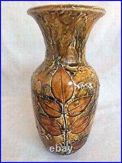 Large Doulton Lambeth Leaf Vase In Vgc By Elizabeth Hamilton In Great Condition