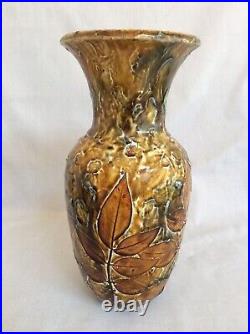 Large Doulton Lambeth Leaf Vase In Vgc By Elizabeth Hamilton In Great Condition