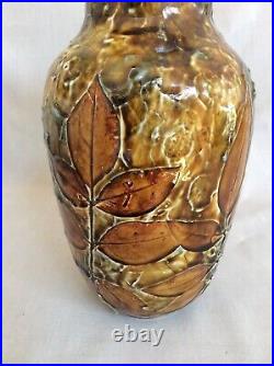 Large Doulton Lambeth Leaf Vase In Vgc By Elizabeth Hamilton In Great Condition