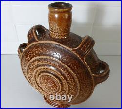Large Doulton Lambeth stoneware Tigerware flask by Frances C Pope