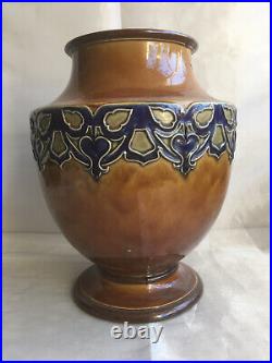 Large Heavy Antique Royal Doulton Lambeth Pottery Glazed Vase c1925