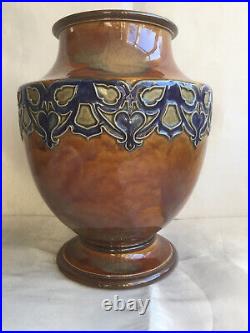 Large Heavy Antique Royal Doulton Lambeth Pottery Glazed Vase c1925