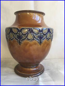 Large Heavy Antique Royal Doulton Lambeth Pottery Glazed Vase c1925