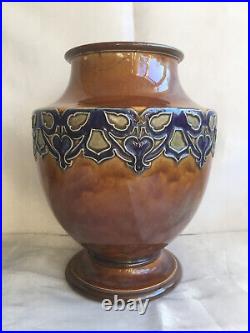 Large Heavy Antique Royal Doulton Lambeth Pottery Glazed Vase c1925