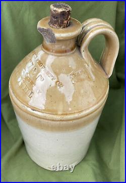 Large Stoneglaze Flagon With Cork. T Bailey & Co Berkshire Brewery Camberwell