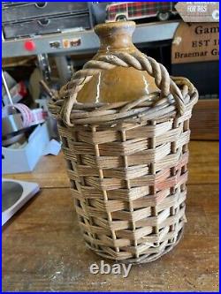 Large Stoneware Flagon In basket Rustic Circa 1900 Doulton & Co Lambeth Ltd