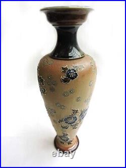 Late 19th Century Royal Doulton Lambeth Stone Ware Vase Elizabeth Atkins