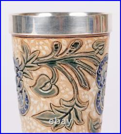 Louisa J Davis Doulton Lambeth Aesthetic Movement Floral Beaker Vase