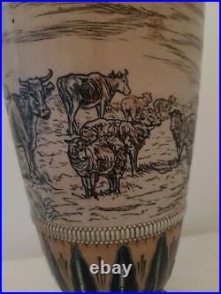Monumental Doulton Lambeth vase By Hannah Barlow 42cm High Dated C1879 Excellent