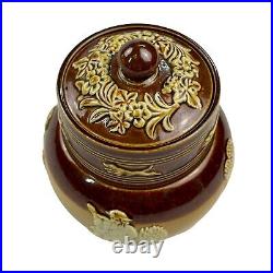 PAIR (2) Antique (1912) Royal Doulton-Lambeth Tobacco Jars with Lids