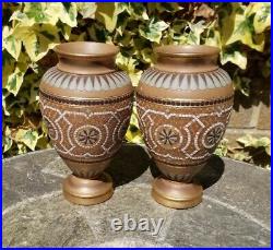 Pair Of Antique Doulton Lambeth Siliconware Mosaic Vases by Eliza Simmance i18cm