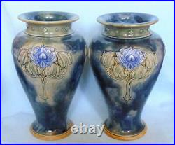 Pair Of Large Doulton Lambeth Vases Art Nouveau Design Lily Partington 8085