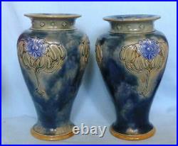 Pair Of Large Doulton Lambeth Vases Art Nouveau Design Lily Partington 8085