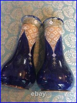 Pair Of Royal Doulton Vases Art Nouveau 12 Tall- Perfect Condition