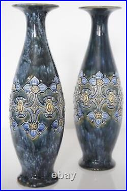 Pair Royal Doulton Art Nouveau Vases Ethel Beard & Nellie Garbett c. 1905
