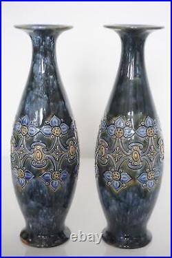 Pair Royal Doulton Art Nouveau Vases Ethel Beard & Nellie Garbett c. 1905