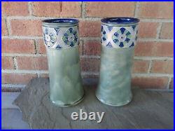 Pair Royal Doulton Vases. Vintage Bessie Newbery 11 Lambeth England