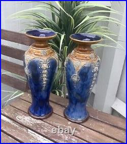 Pair of Art Nouveau Doulton Lambeth Stoneware Vases Florrie Jones