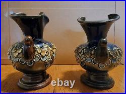 Pair of Doulton Lambeth Miniature Campania Vases 3.75 in tall circa 1900