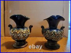 Pair of Doulton Lambeth Miniature Campania Vases 3.75 in tall circa 1900