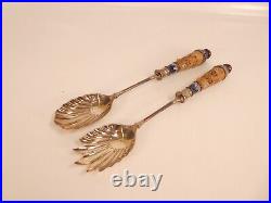 Pair of Doulton Lambeth silver plated salad servers