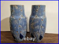 Pair of Royal Doulton Lambeth Art Nouveau Stoneware vases Bessie Newberry 7851