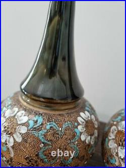 Pair of Royal Doulton Lambeth Slater Doulton Patent Vases 2072 Circa 1900's