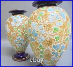 Pair of Royal Doulton SLATERS Patent Vases by ROSINA BROWN c1905