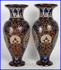 Pair of Stunning Royal Doulton Lambeth Vases by Florence Barlow UK Made