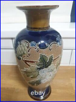 RARE Antique Doulton Lambeth Slaters Patent Vase with Floral Decoration c1905