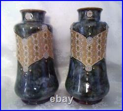 RARE Antique Royal Doulton Lambeth vases signed Florrie Jones EXCELLENT