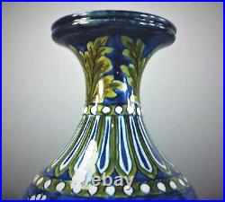 RARE, EARLY, DOULTON LAMBETH HAND PAINTED PERSIAN STYLE VASE by MINNA L CRAWLEY
