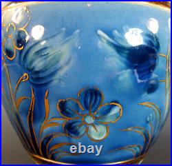 RARE, EARLY, DOULTON LAMBETH HAND SCRIMMED & GILDED VASE by WILLIAM PARKER 1884