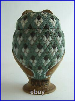 Rare Antique Doulton Lambeth Silicon-Ware Owl Tobacco Jar c1880