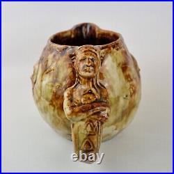 Rare Antique Stoneware American Indian Pitcher Edward Kemeys Doulton Lambeth