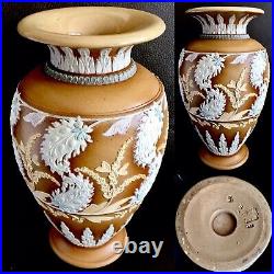 Rare Antique Victorian (1880s) Doulton Lambeth 9/23cm Silicon Ware Vase, 1.25kg
