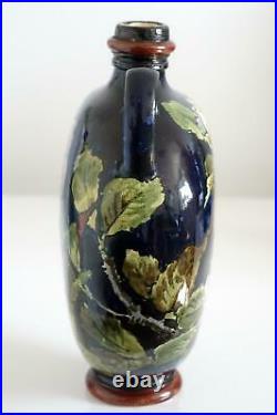 Rare Doulton Lambeth Faience Footed Moon Vase Or Flask With Handles c. 1877