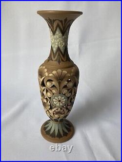 Rare, Doulton Lambeth c1883, Eliza Simmance Pair of Reticulated silicon Vases