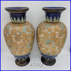 Rare Pair of Doulton Lambeth Vases by Emily Partington c. 1895