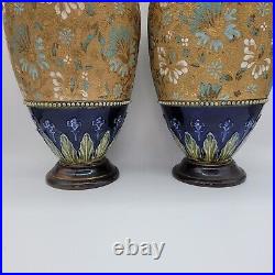 Rare Pair of Doulton Lambeth Vases by Emily Partington c. 1895