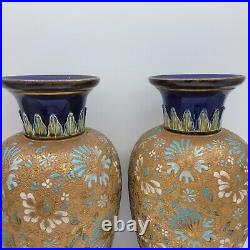 Rare Pair of Doulton Lambeth Vases by Emily Partington c. 1895