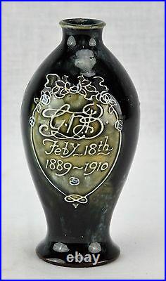 Rare ROYAL DOULTON / LAMBETH 1910 Stoneware Celebration vase, marks. (BI#MK)