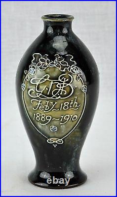Rare ROYAL DOULTON / LAMBETH 1910 Stoneware Celebration vase, marks. (BI#MK)