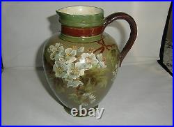 Rare Rosa Keen Impasto Hand Decorated Jug Dated 1885 restored