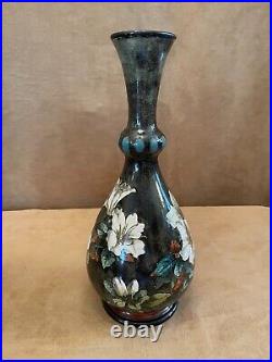 Royal Doulton Antique Lambeth Faence Pottery Vase Art Nouveau 1879 Floral 283