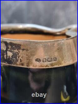 Royal Doulton Antique Lambeth Stoneware Silver Rimmed Jug H16cm And HCup 12cm