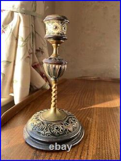 Royal Doulton Lambeth Antique Stoneware and Brass Candlestick Frank A Butler