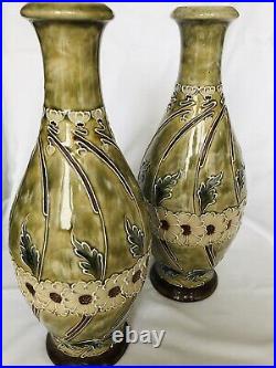 Royal Doulton Lambeth Eliza Simmance Art Nouveau Vases c1903