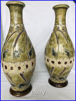 Royal Doulton Lambeth Eliza Simmance Art Nouveau Vases c1903
